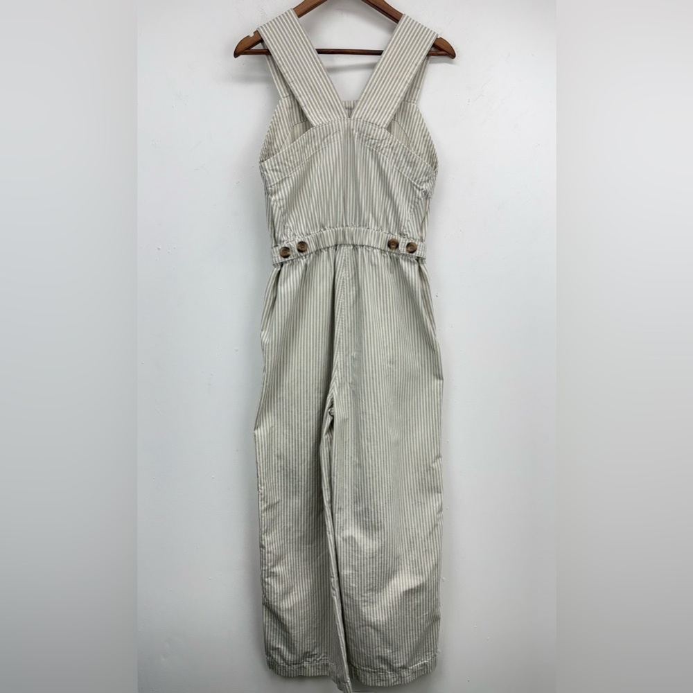 Everlane size 4 Women’s Blue White Striped Organic Cotton Linen Blend Jumpsuit - Picture 7 of 11